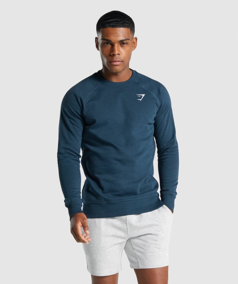 Gymshark Crest Férfi Pulóverek Sötétkék | HU-Q-643