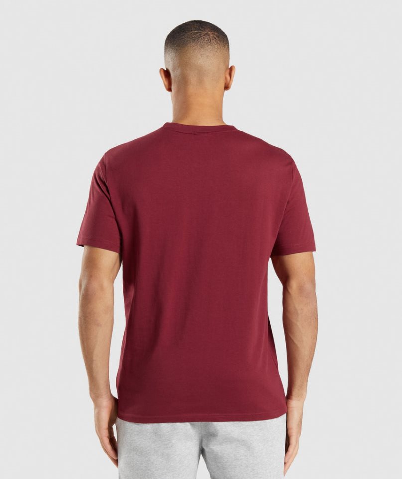 Gymshark Crest Férfi Póló Bordó | HU-G-185