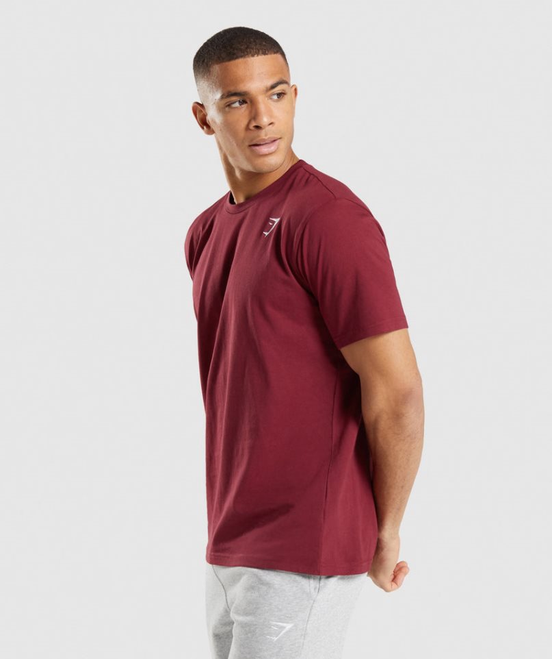 Gymshark Crest Férfi Póló Bordó | HU-G-185