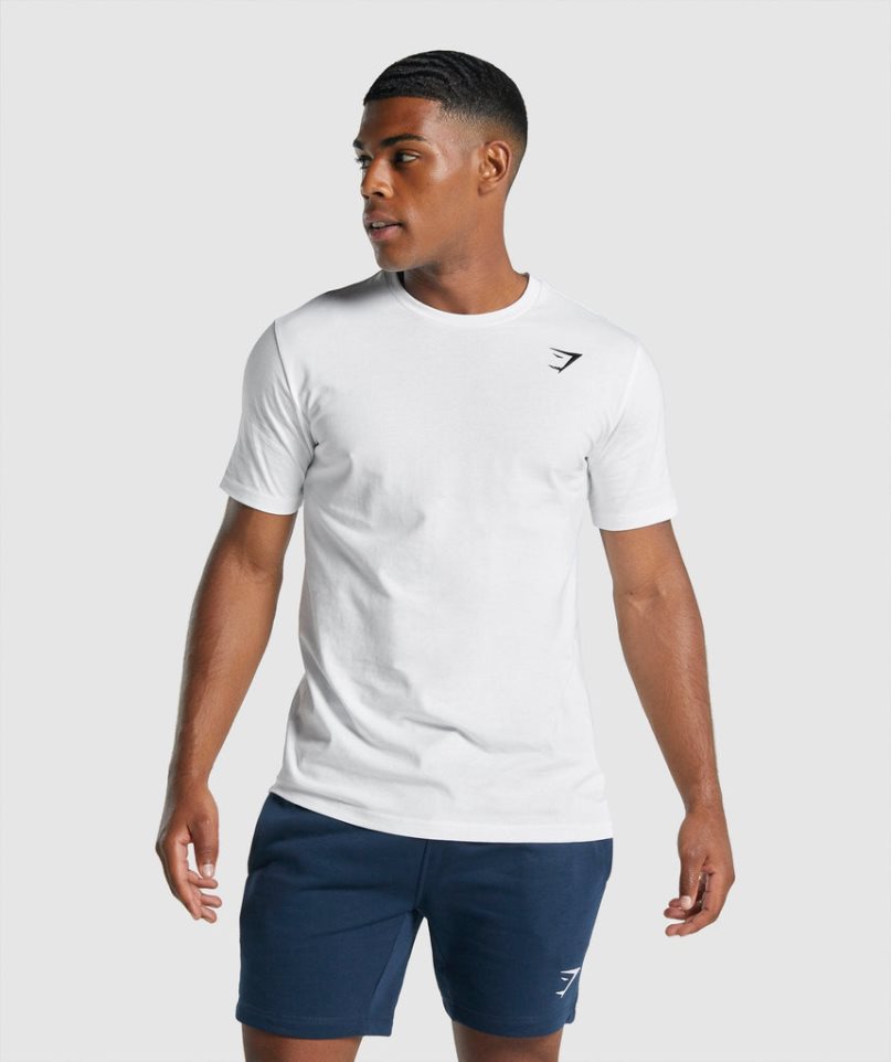Gymshark Crest Férfi Póló Fehér | HU-F-179