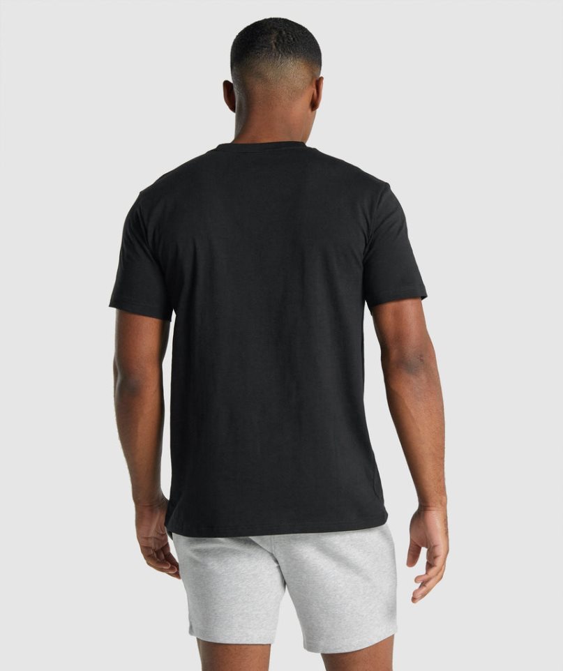 Gymshark Crest Férfi Póló Fekete | HU-G-036