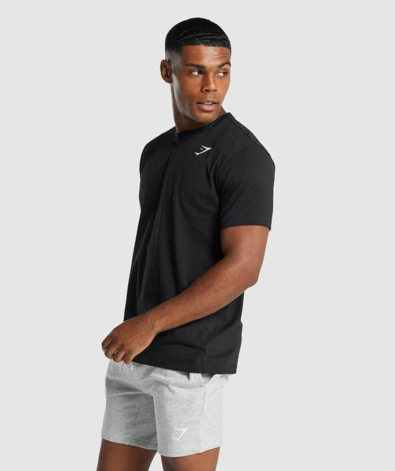 Gymshark Crest Férfi Póló Fekete | HU-G-036