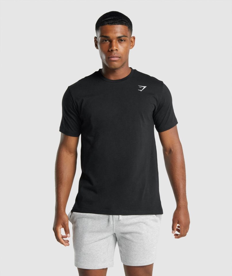 Gymshark Crest Férfi Póló Fekete | HU-G-036