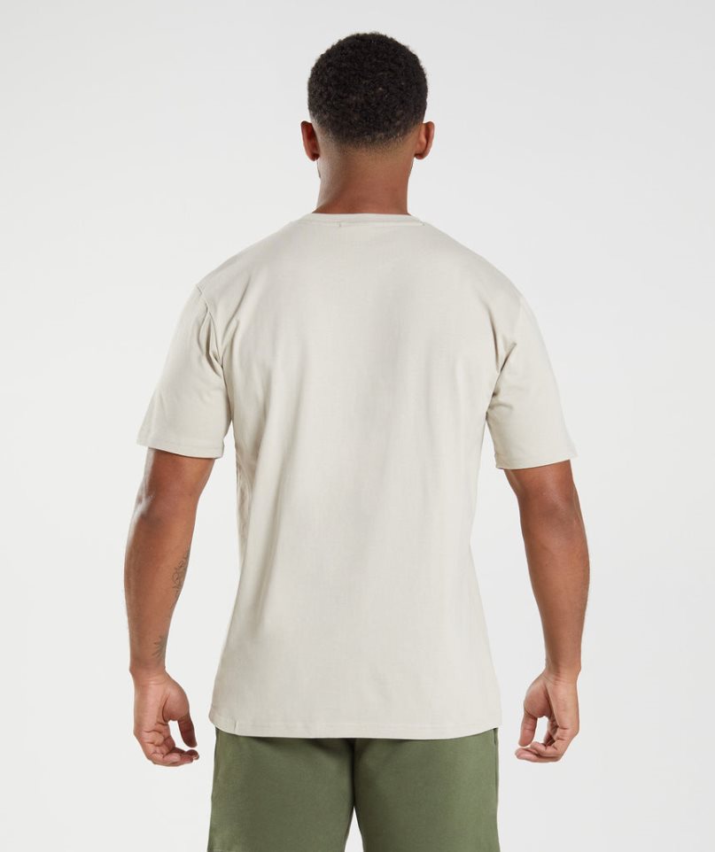Gymshark Crest Férfi Póló Krém | HU-Y-159