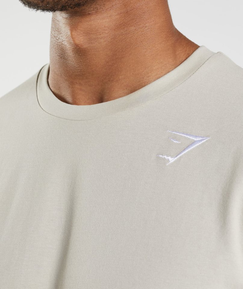 Gymshark Crest Férfi Póló Krém | HU-Y-159