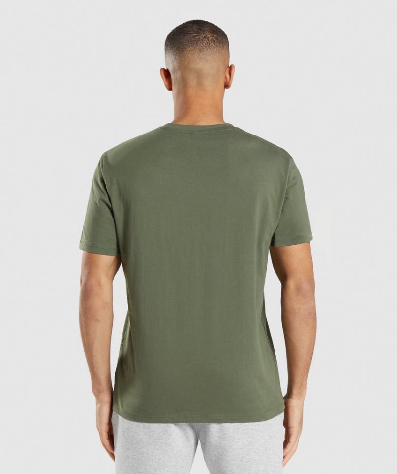 Gymshark Crest Férfi Póló Olivazöld | HU-X-930