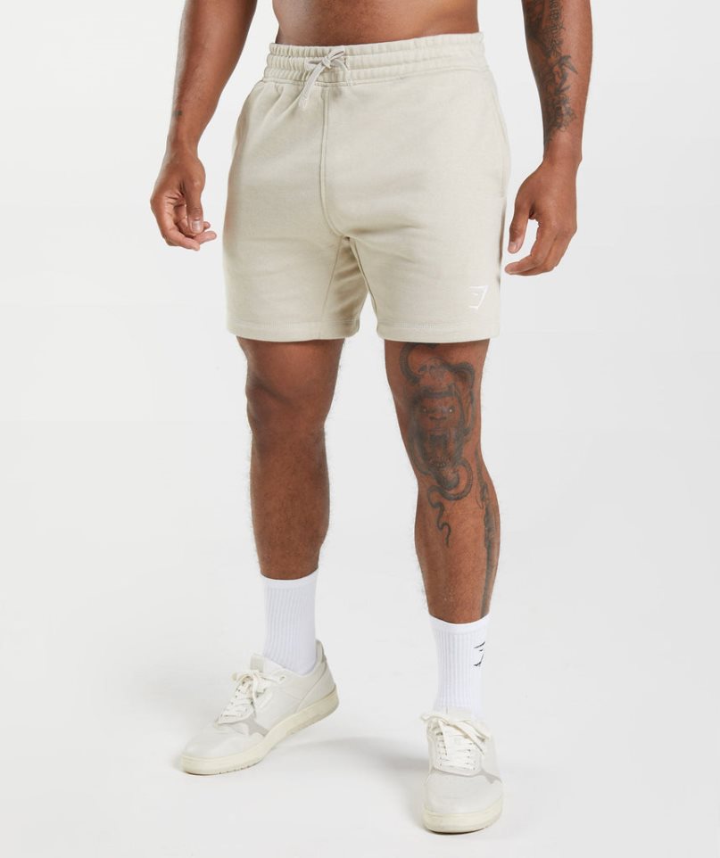 Gymshark Crest Férfi Rövidnadrág Krém | HU-Y-634