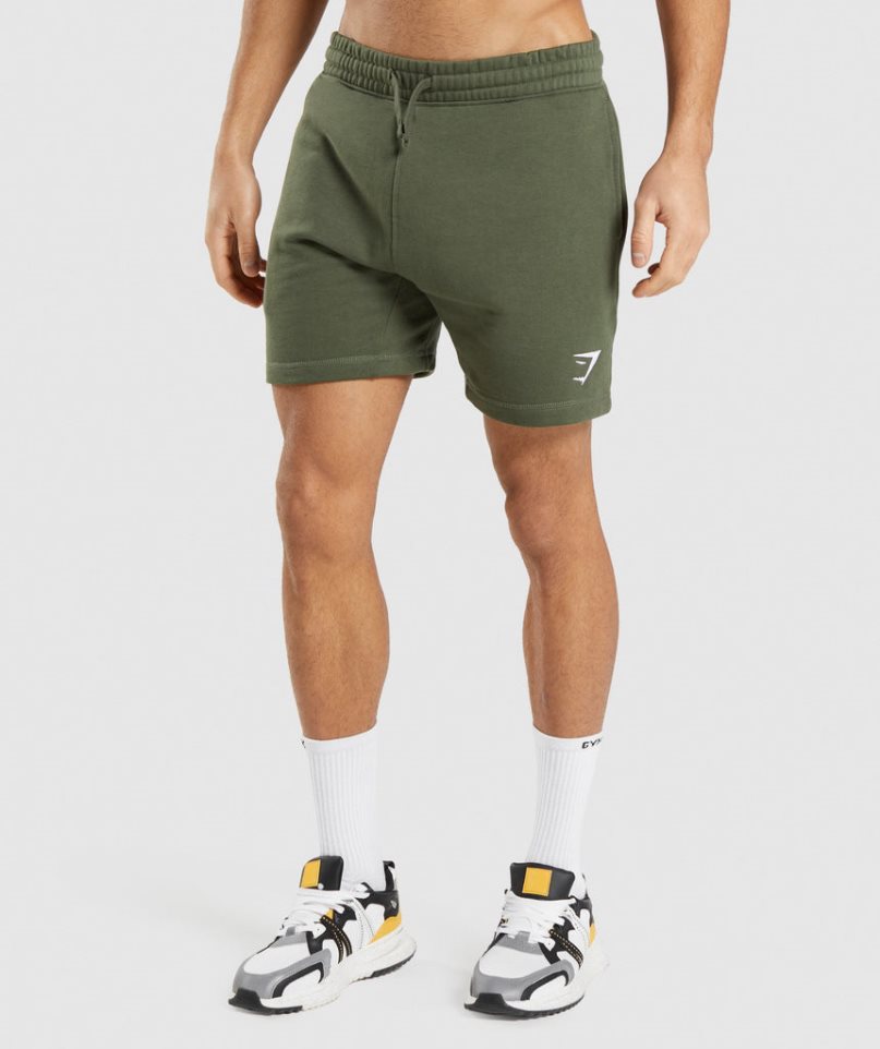 Gymshark Crest Férfi Rövidnadrág Olivazöld | HU-G-397