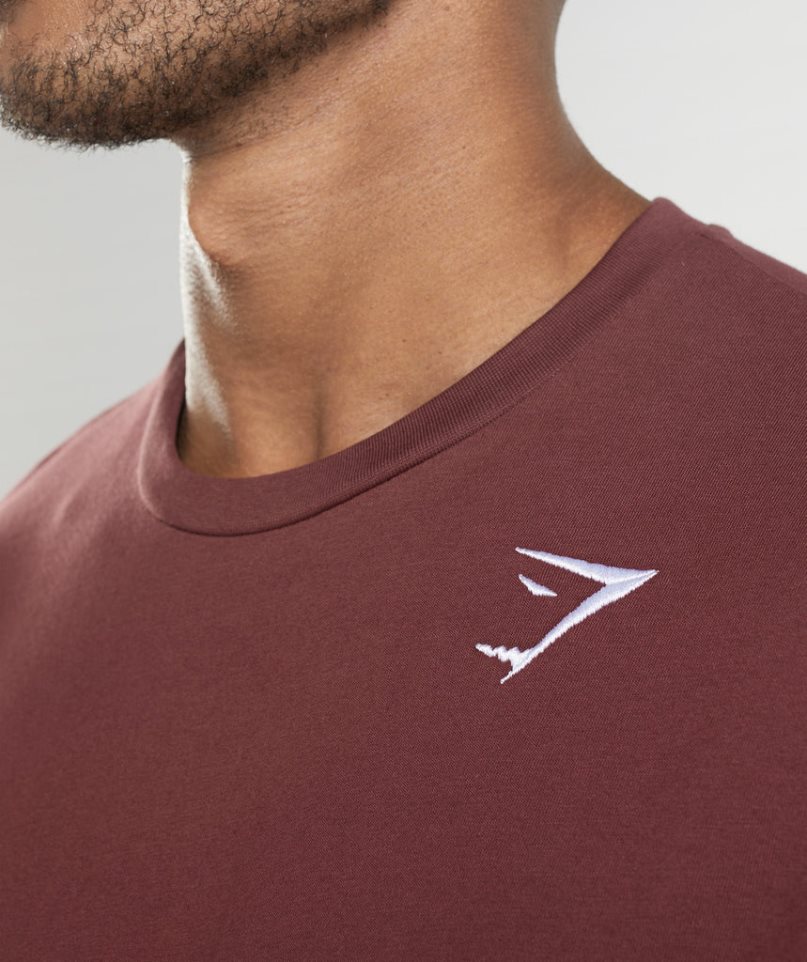 Gymshark Crest Long Sleeve Férfi Póló Barna | HU-G-329