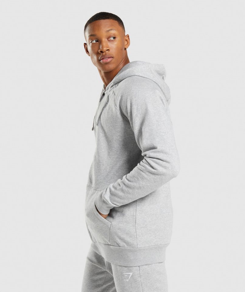 Gymshark Crest Zip Up Férfi Kapucnis Pulóver Világos Szürke | HU-E-127