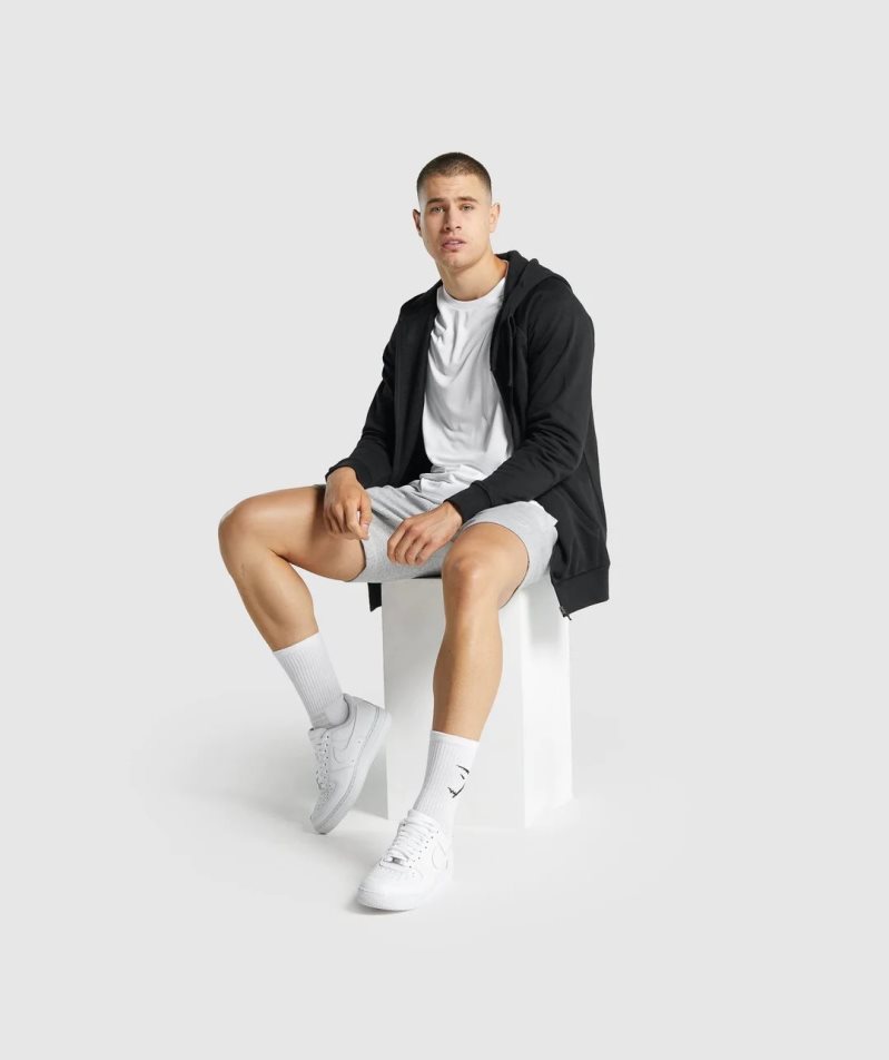 Gymshark Crest Zip Up Férfi Kapucnis Pulóver Fekete | HU-V-579