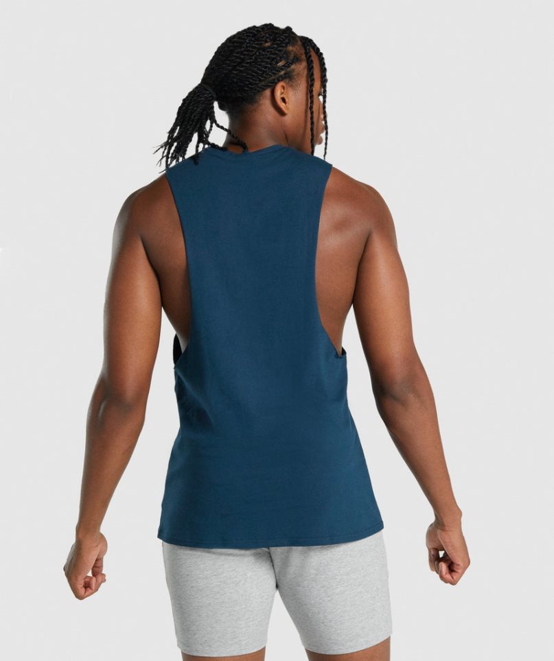 Gymshark Critical 2.0 Drop Arm Férfi Ujjatlan Póló Sötétkék | HU-J-015