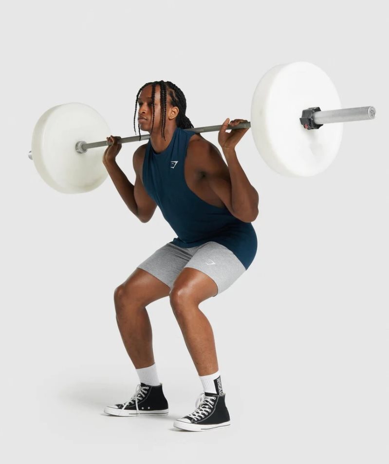 Gymshark Critical 2.0 Drop Arm Férfi Ujjatlan Póló Sötétkék | HU-J-015