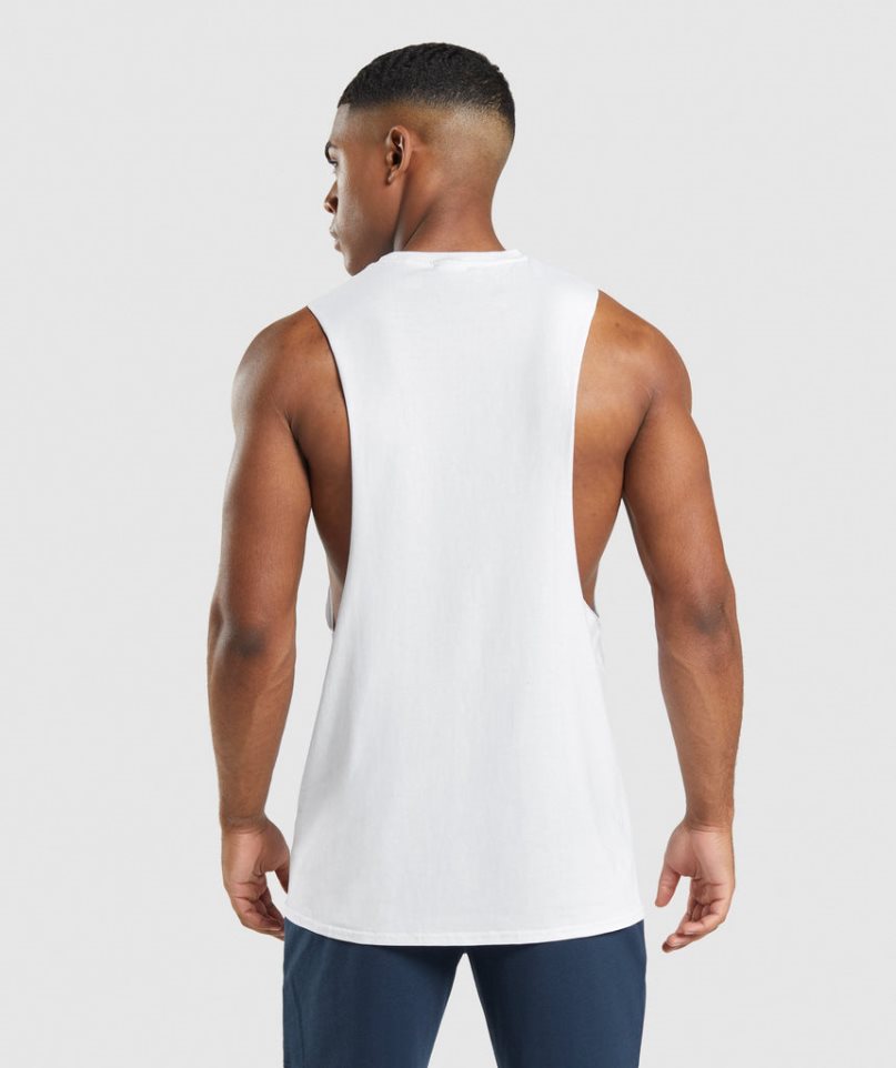 Gymshark Critical 2.0 Drop Arm Férfi Ujjatlan Póló Fehér | HU-Q-735