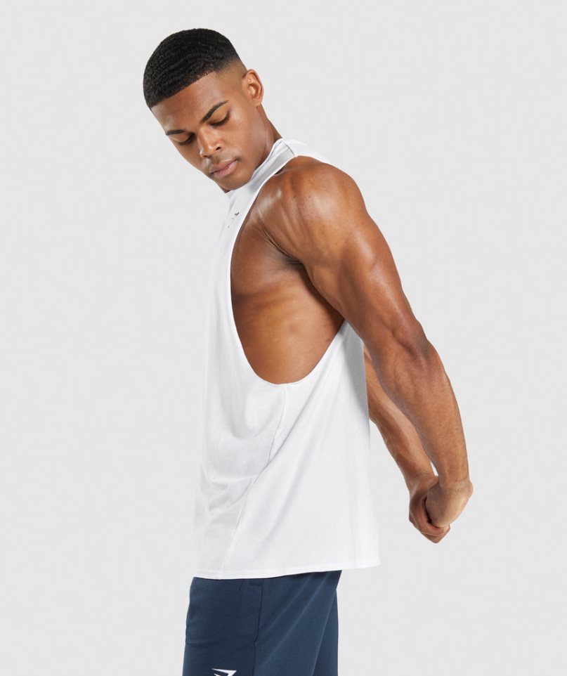 Gymshark Critical 2.0 Drop Arm Férfi Ujjatlan Póló Fehér | HU-Q-735