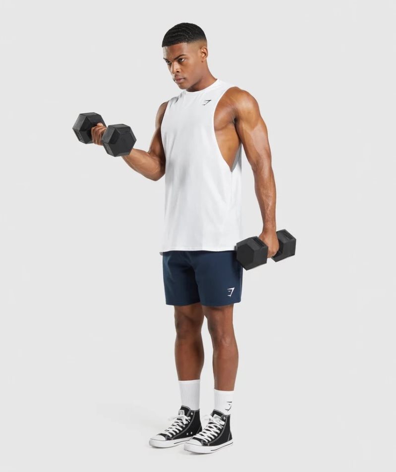 Gymshark Critical 2.0 Drop Arm Férfi Ujjatlan Póló Fehér | HU-Q-735