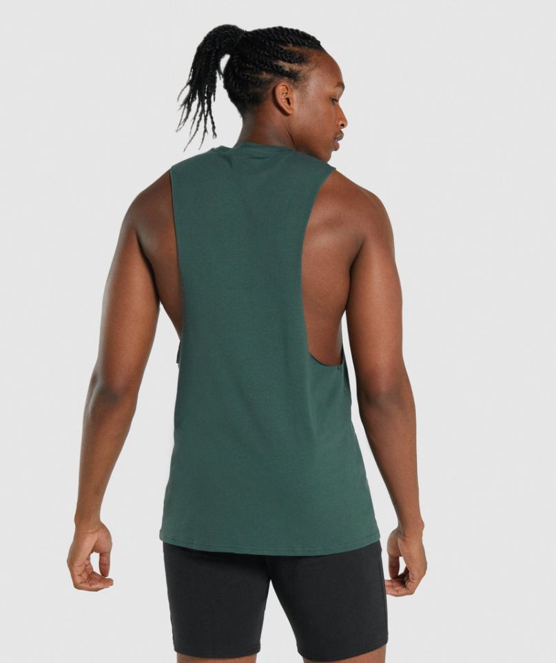 Gymshark Critical 2.0 Drop Arm Férfi Ujjatlan Póló Sötétzöld | HU-W-948