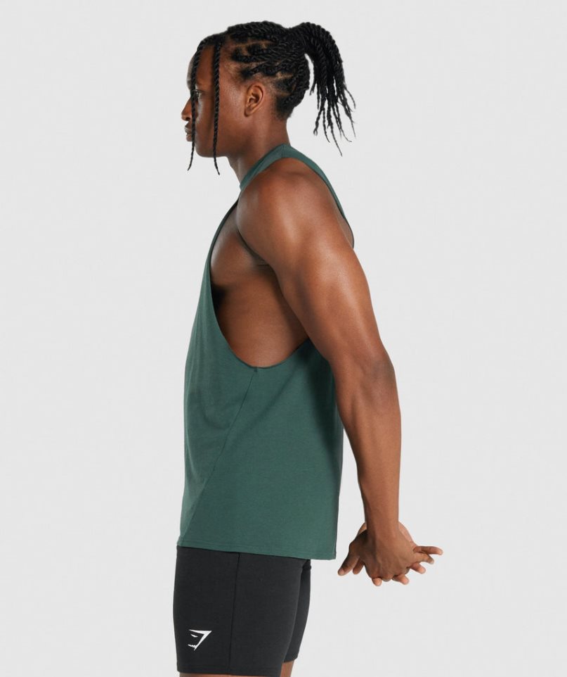 Gymshark Critical 2.0 Drop Arm Férfi Ujjatlan Póló Sötétzöld | HU-W-948