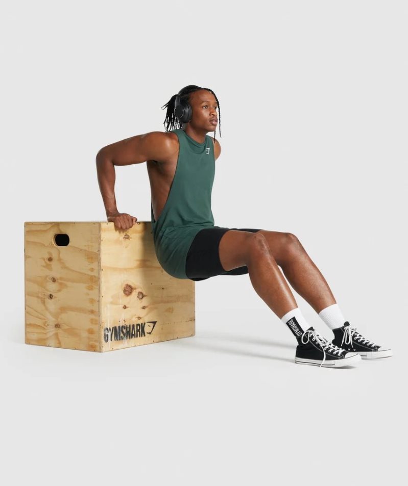 Gymshark Critical 2.0 Drop Arm Férfi Ujjatlan Póló Sötétzöld | HU-W-948
