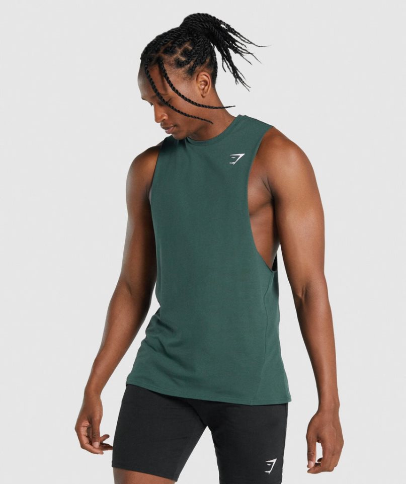 Gymshark Critical 2.0 Drop Arm Férfi Ujjatlan Póló Sötétzöld | HU-W-948
