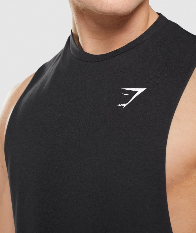 Gymshark Critical 2.0 Drop Arm Férfi Ujjatlan Póló Fekete | HU-Y-504