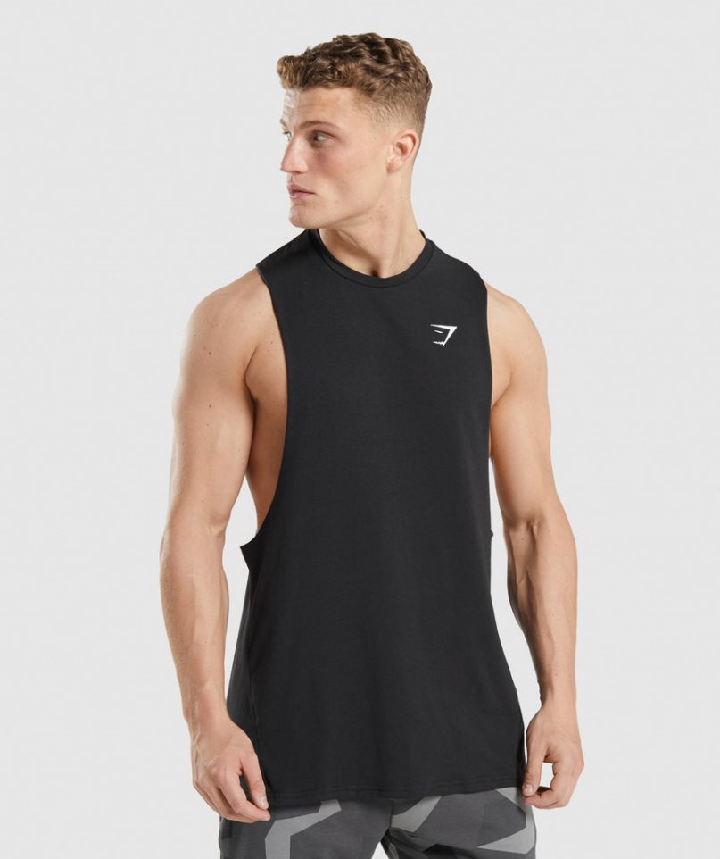 Gymshark Critical 2.0 Drop Arm Férfi Ujjatlan Póló Fekete | HU-Y-504