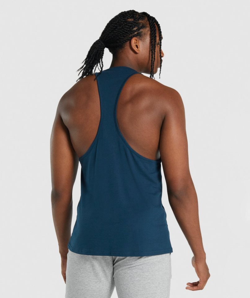 Gymshark Critical 2.0 Stringer Férfi Ujjatlan Póló Sötétkék | HU-R-074