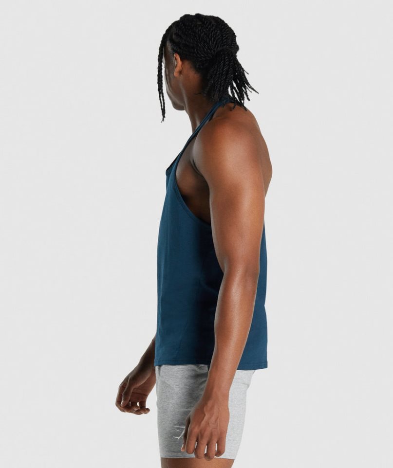 Gymshark Critical 2.0 Stringer Férfi Ujjatlan Póló Sötétkék | HU-R-074