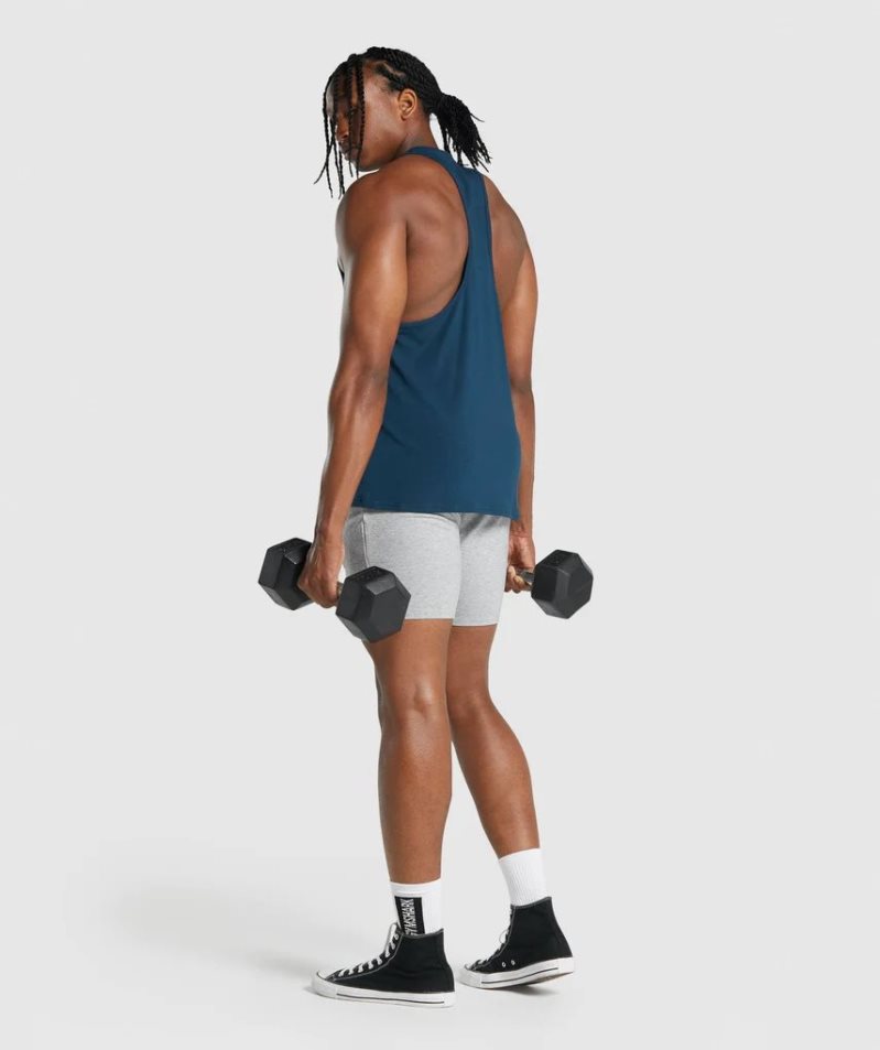 Gymshark Critical 2.0 Stringer Férfi Ujjatlan Póló Sötétkék | HU-R-074