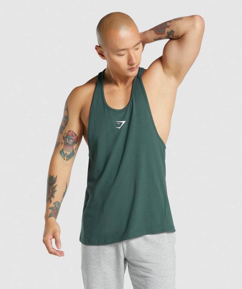 Gymshark Critical 2.0 Stringer Férfi Ujjatlan Póló Sötétzöld | HU-X-810