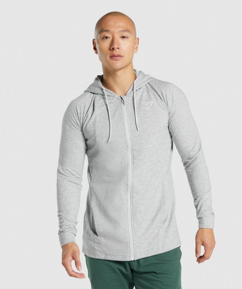 Gymshark Critical 2.0 Zip Up Férfi Kapucnis Pulóver Világos Szürke | HU-L-581