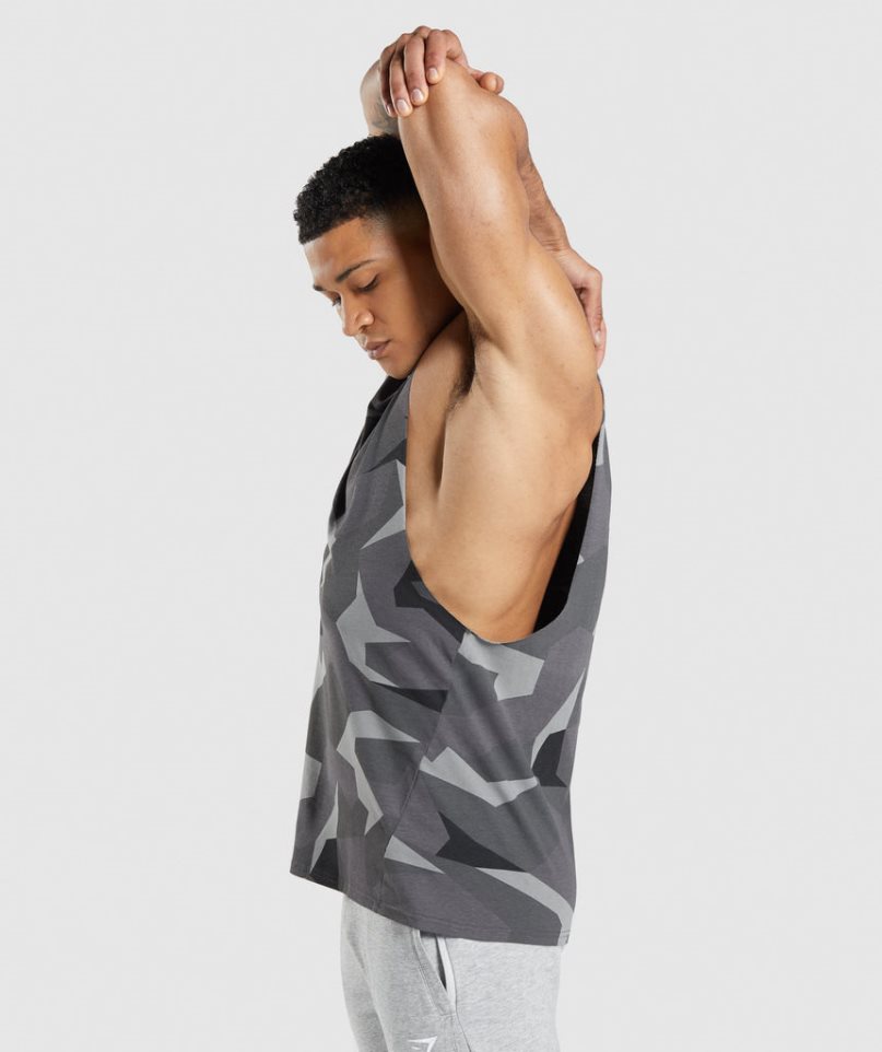 Gymshark Critical Drop Arm Férfi Ujjatlan Póló Camo | HU-A-608