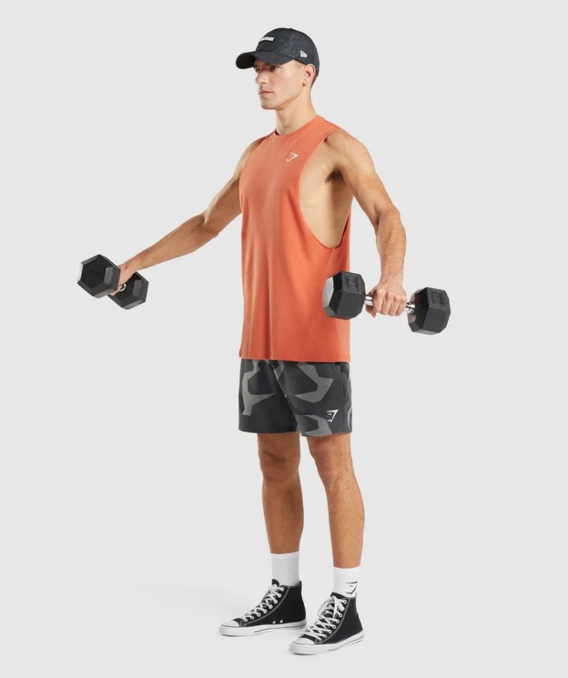 Gymshark Critical Drop Arm Férfi Ujjatlan Póló Narancssárga | HU-F-871