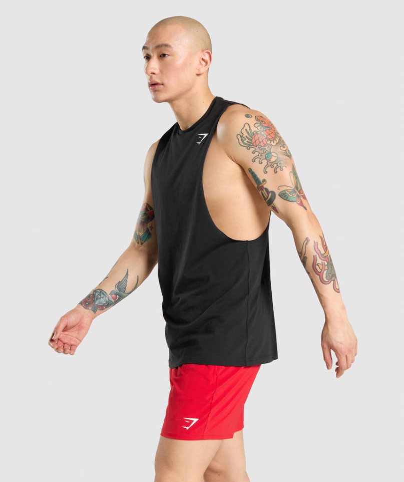 Gymshark Critical Drop Arm Férfi Ujjatlan Póló Fekete | HU-T-238