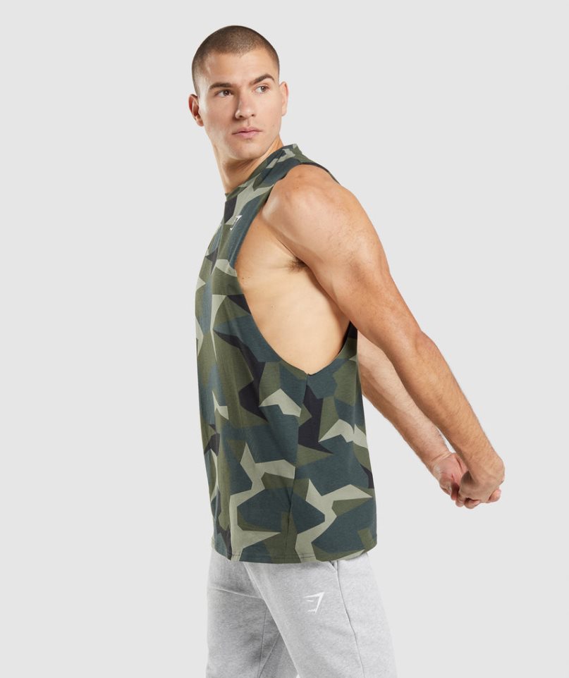 Gymshark Critical Drop Arm Férfi Ujjatlan Póló Camo | HU-U-740