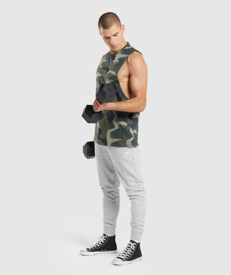 Gymshark Critical Drop Arm Férfi Ujjatlan Póló Camo | HU-U-740