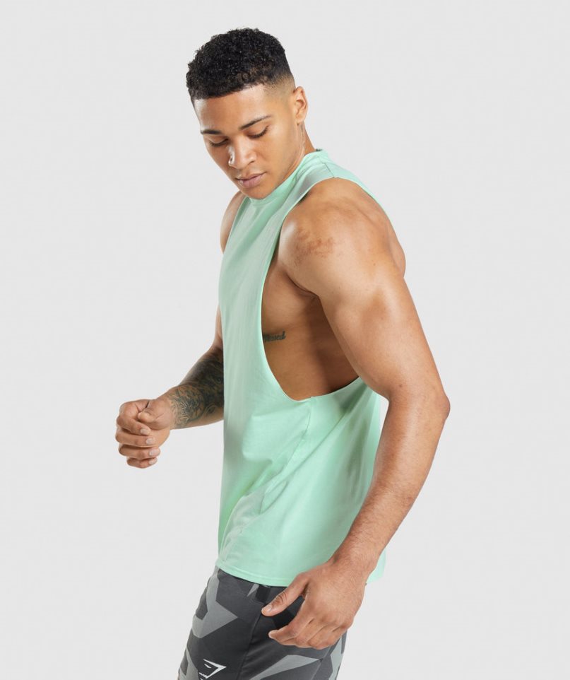 Gymshark Critical Drop Arm Férfi Ujjatlan Póló Menta | HU-U-875