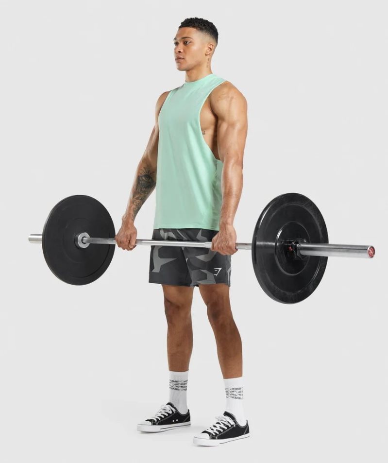 Gymshark Critical Drop Arm Férfi Ujjatlan Póló Menta | HU-U-875