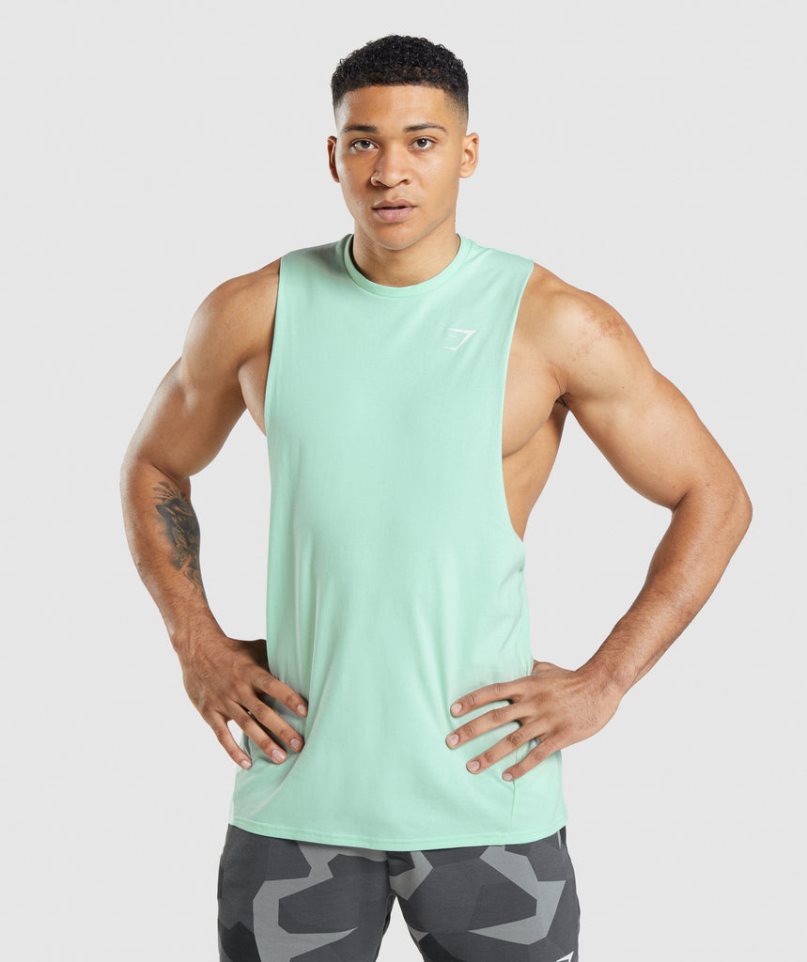 Gymshark Critical Drop Arm Férfi Ujjatlan Póló Menta | HU-U-875