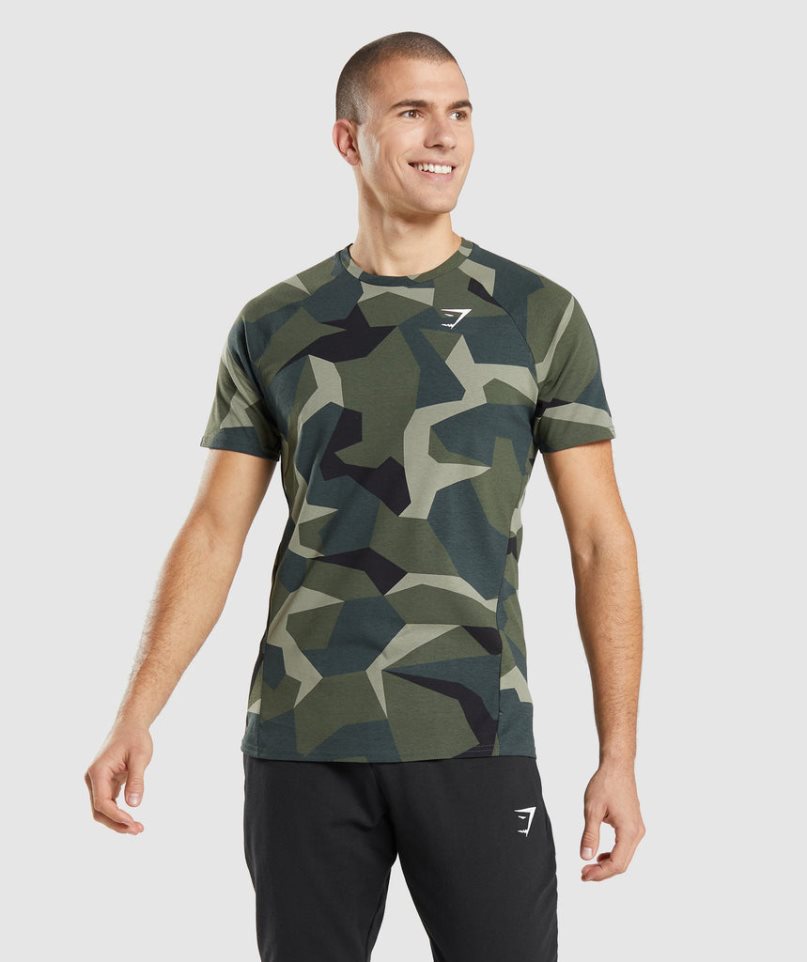 Gymshark Critical Férfi Póló Camo | HU-D-690