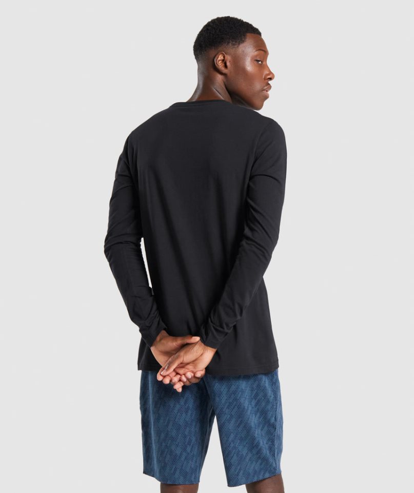 Gymshark Critical Long Sleeve Férfi Póló Fekete | HU-H-567