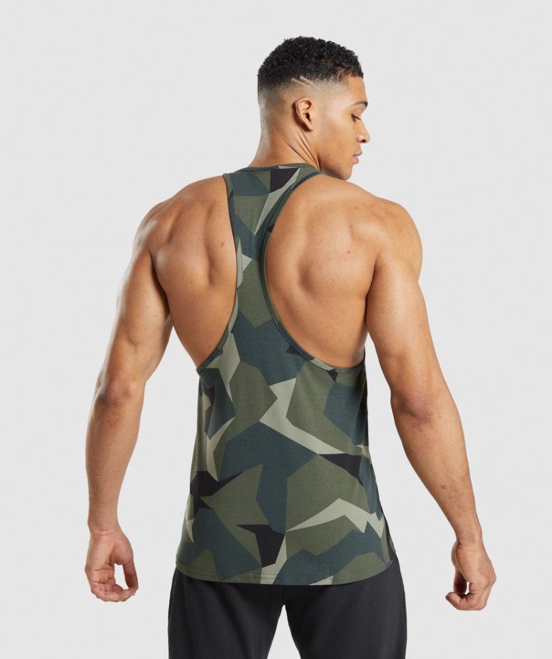 Gymshark Critical Stringer Férfi Ujjatlan Póló Camo | HU-G-471