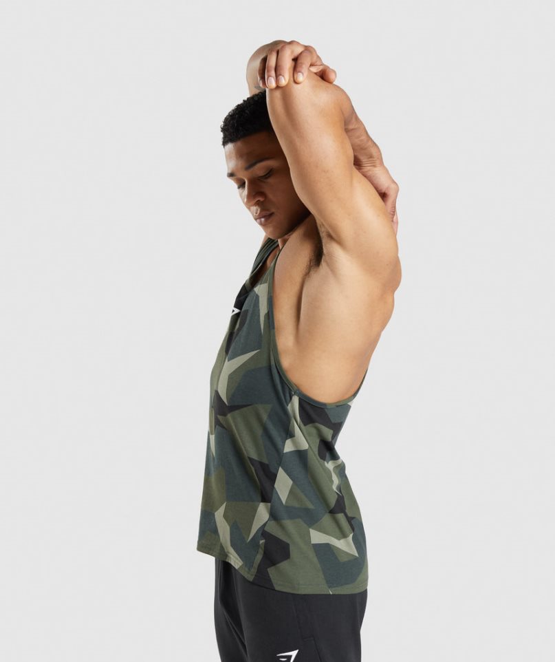 Gymshark Critical Stringer Férfi Ujjatlan Póló Camo | HU-G-471