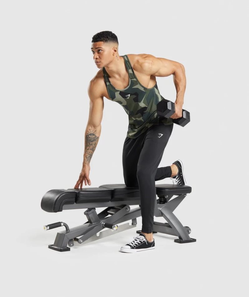 Gymshark Critical Stringer Férfi Ujjatlan Póló Camo | HU-G-471