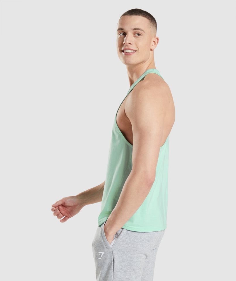 Gymshark Critical Stringer Férfi Ujjatlan Póló Menta | HU-G-691