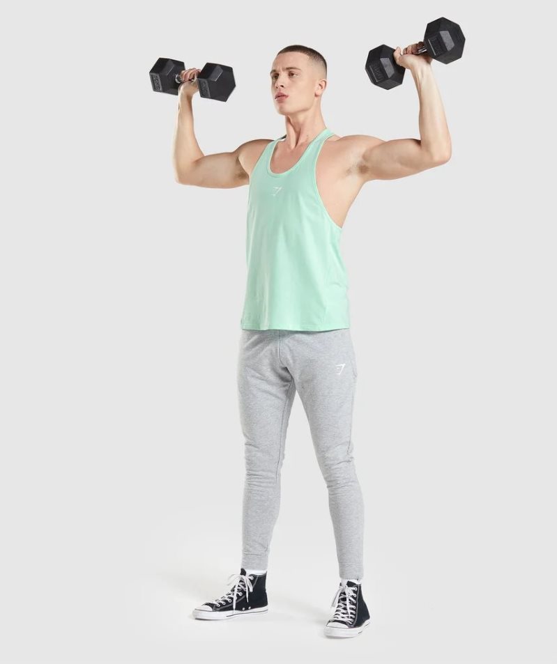 Gymshark Critical Stringer Férfi Ujjatlan Póló Menta | HU-G-691