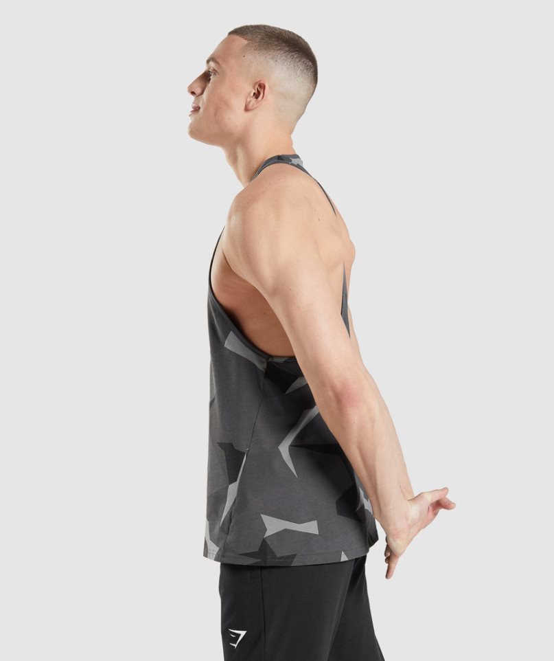 Gymshark Critical Stringer Férfi Ujjatlan Póló Camo | HU-P-260