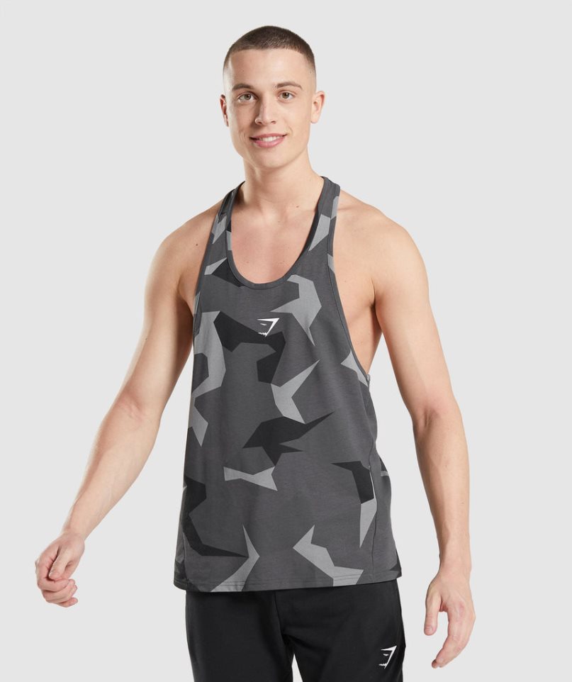 Gymshark Critical Stringer Férfi Ujjatlan Póló Camo | HU-P-260