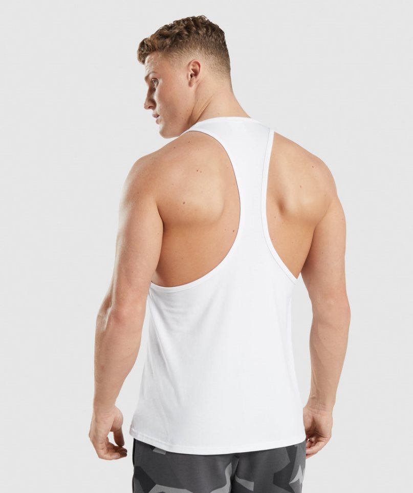 Gymshark Critical Stringer Férfi Ujjatlan Póló Fehér | HU-Z-893