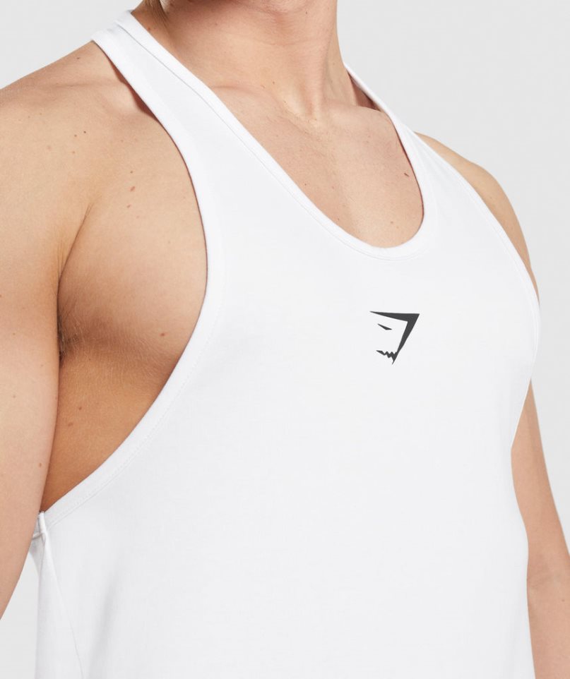 Gymshark Critical Stringer Férfi Ujjatlan Póló Fehér | HU-Z-893